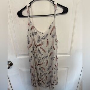 Plus Size Feather Print Spaghetti Strap Pajama Dress